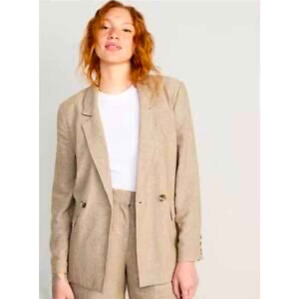 NWOT Old Navy Linen Blend Double Breasted Blazer - Size M